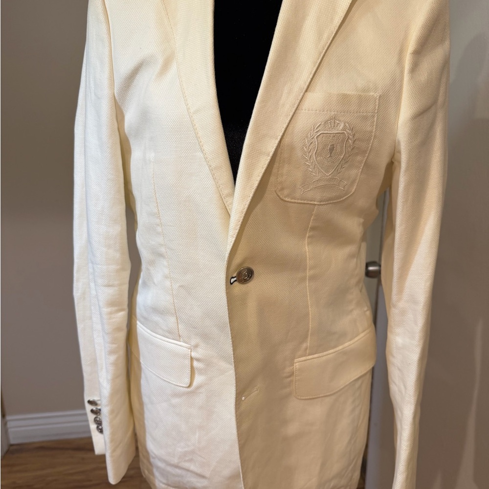 Polo by Ralph Lauren Men's Cream Blazer with Crest
